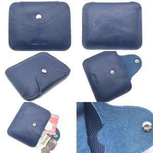 IXYVIA 100% Genuine Leather Coin Purse - Dark Blue